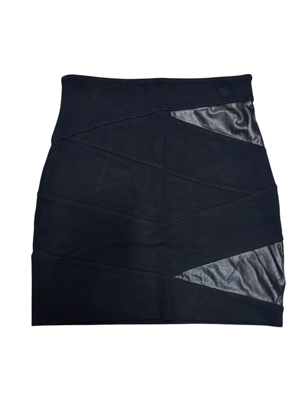 Aritzia Talula Black Faux-Leather Panel Mini Skirt